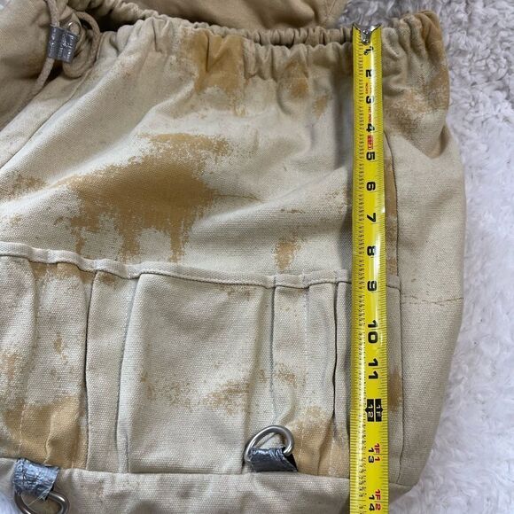 Vintage large canvas & Khaki camel large Backpack silver tone studs & hardwares - Picture 15 of 16